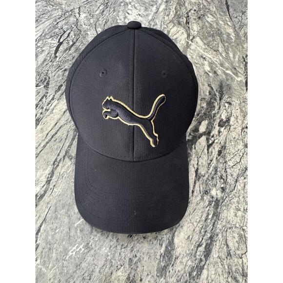 PUMA Fitted Hat Black Size Large/XL Embroidered Logo Stretch - Picture 1 of 6
